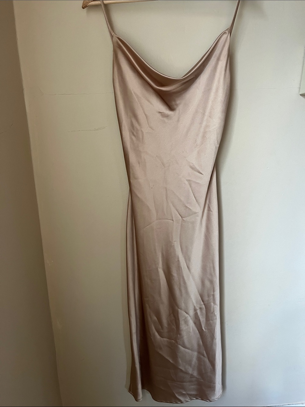 Strapless Satin Slip Dress in Nude Blush